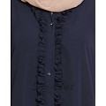 Front open abaya with frills on panels and sleeves- Navy Blue Front open abaya with frills on panels and sleeves- Navy Blue